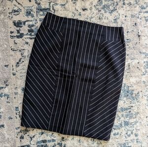 Navy pinstripe pencil skirt